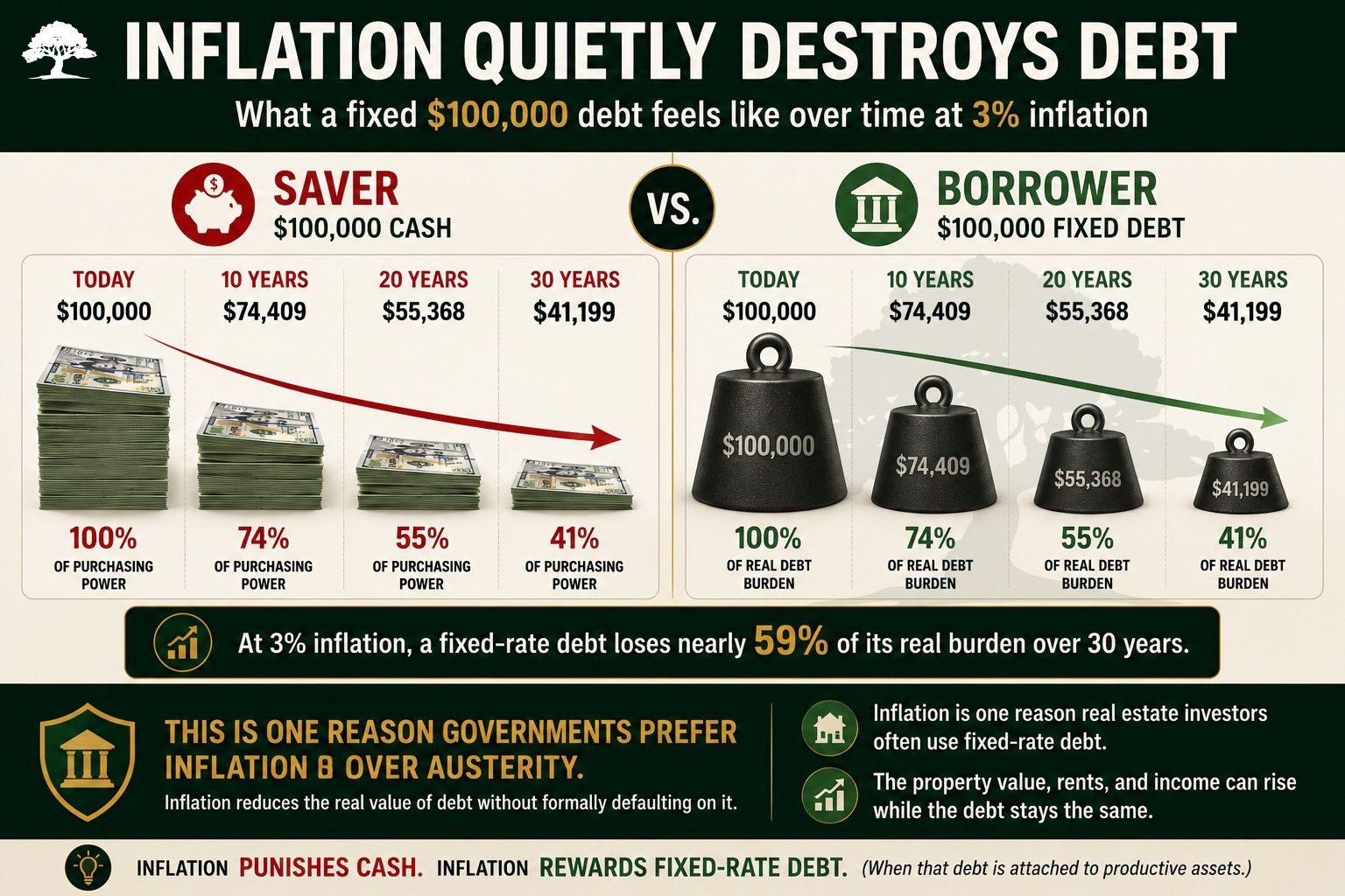 Inflation Quietly Destroys Debt - Saver vs Borrower - Oak Street Assets